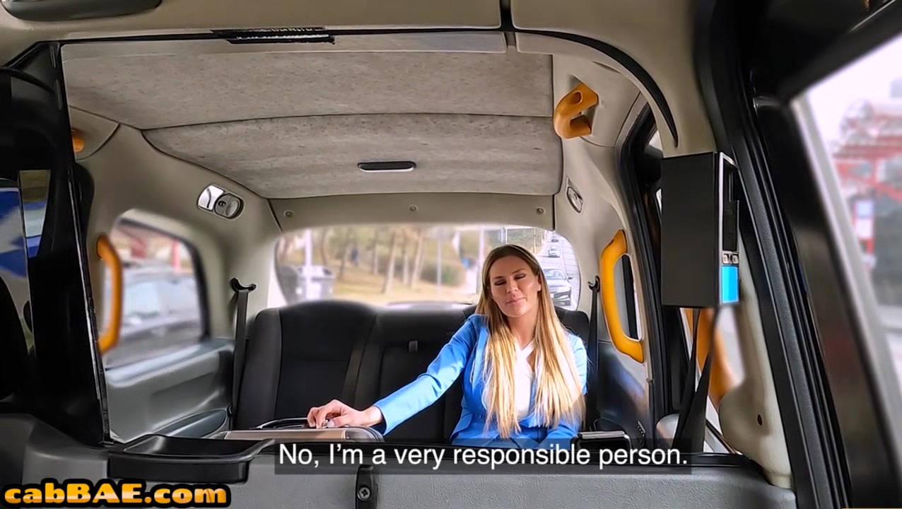 Busty MILF rides taxi driver in taxi outdoor on public place