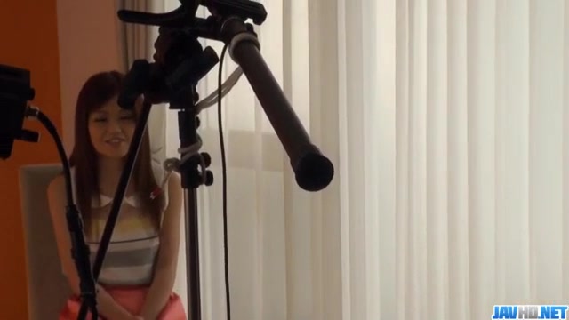 Nao plays with her creamy vag during hot porn show