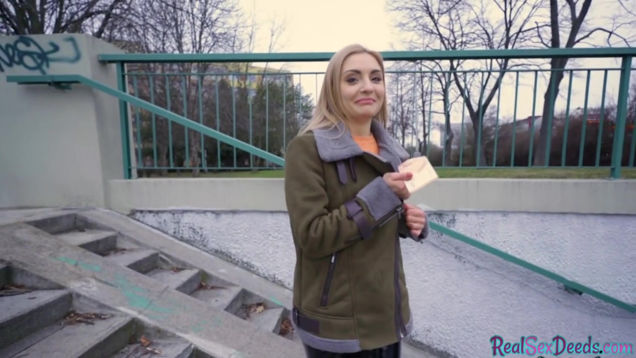 Blonde euro babe with natural tits gets fuck in public
