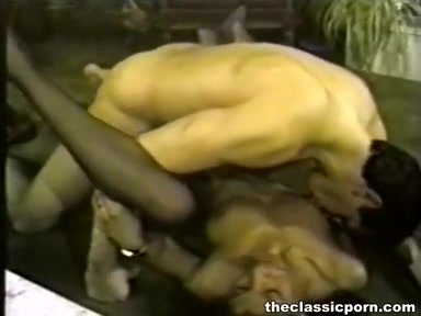 Ebony stretched before hard stick