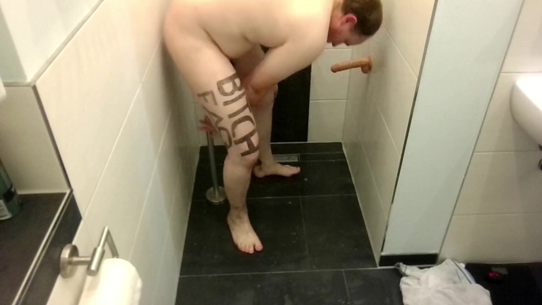 Slave Lettering Marking Anal Hook Dildo Plug Milking Fucked Winch Penis Cage Shower Outdoor Street