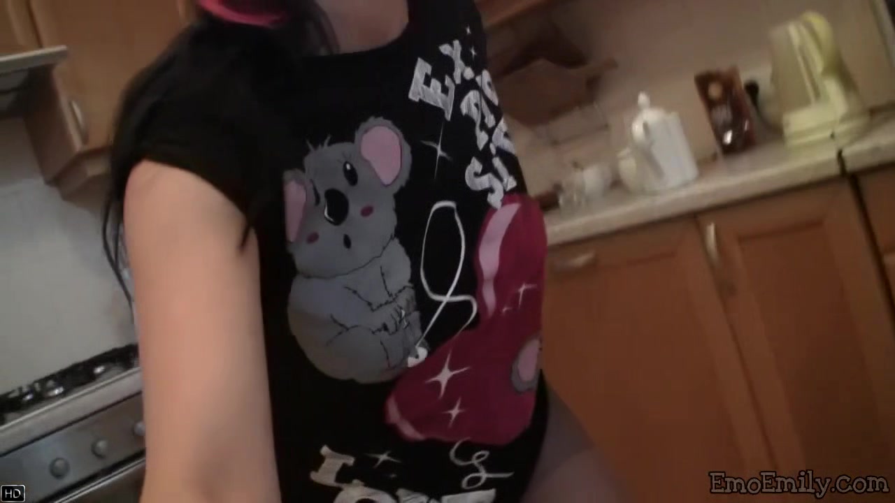 POV stockinged teen masturbating in close up solo scene