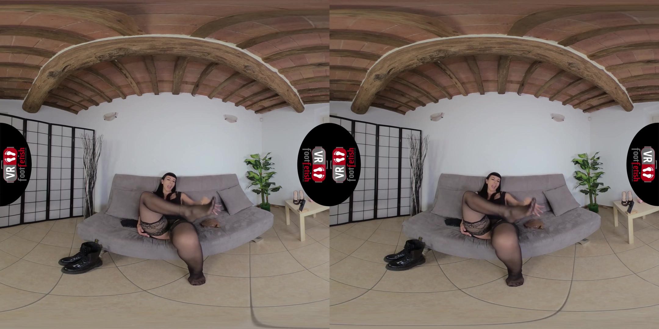 Deliciously Sexy Daphne Tries On Different Pairs Of Hold - Ups - VRFootFetish
