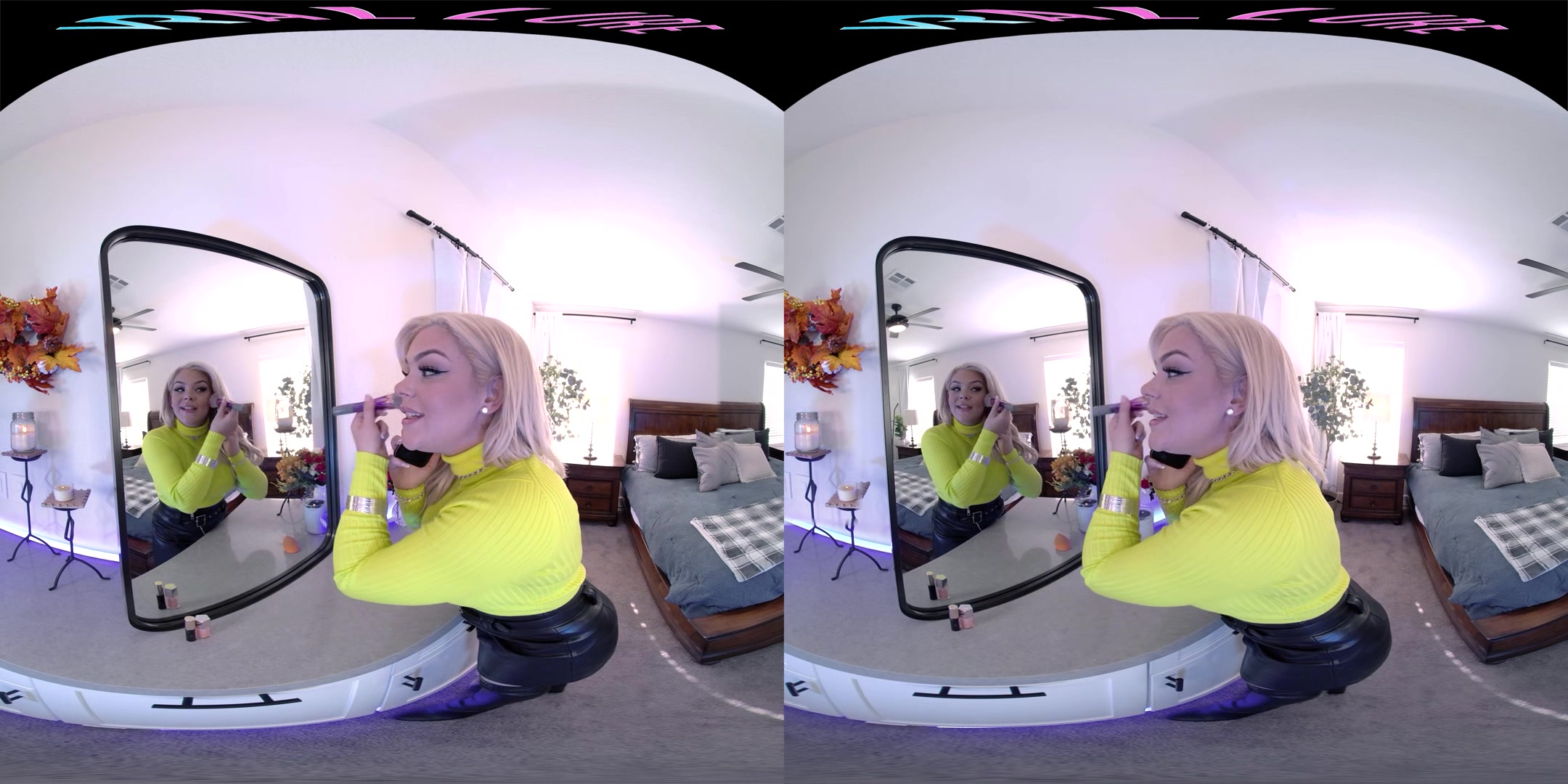 Busty blonde gets off with her toy in VR