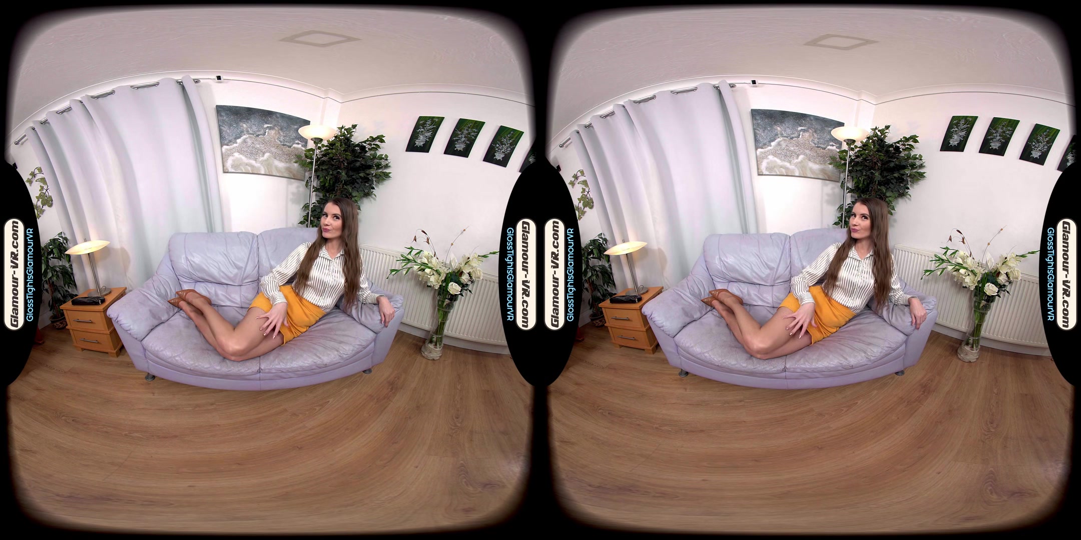 Brook Logan Secretary With Tan Crotchless Glossy Tights & X-Rated Treat - 8k Vr