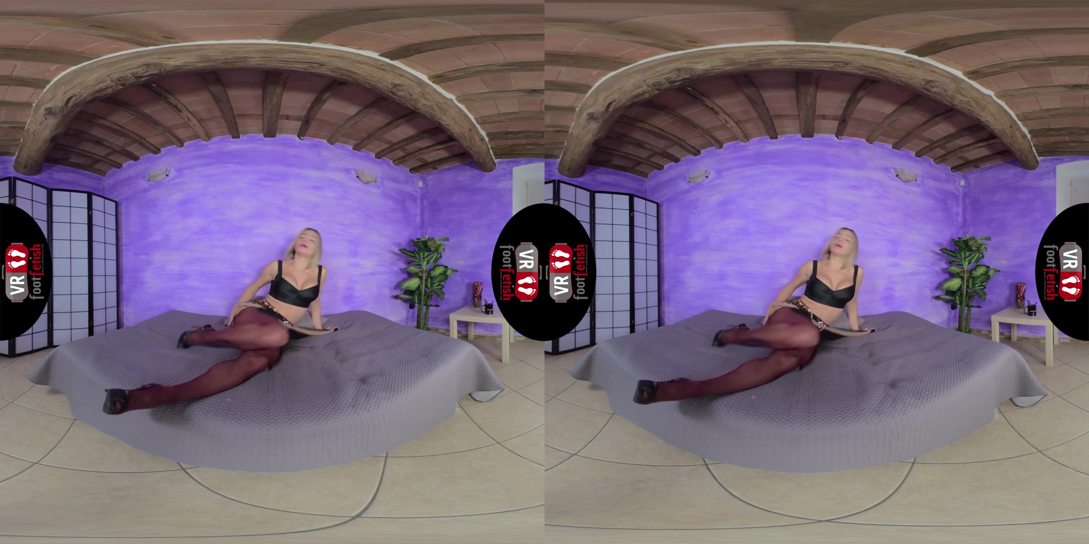 Blonde Bombshell Pamela Strong Tries On Different Pairs Of Nylons - VRFootFetish