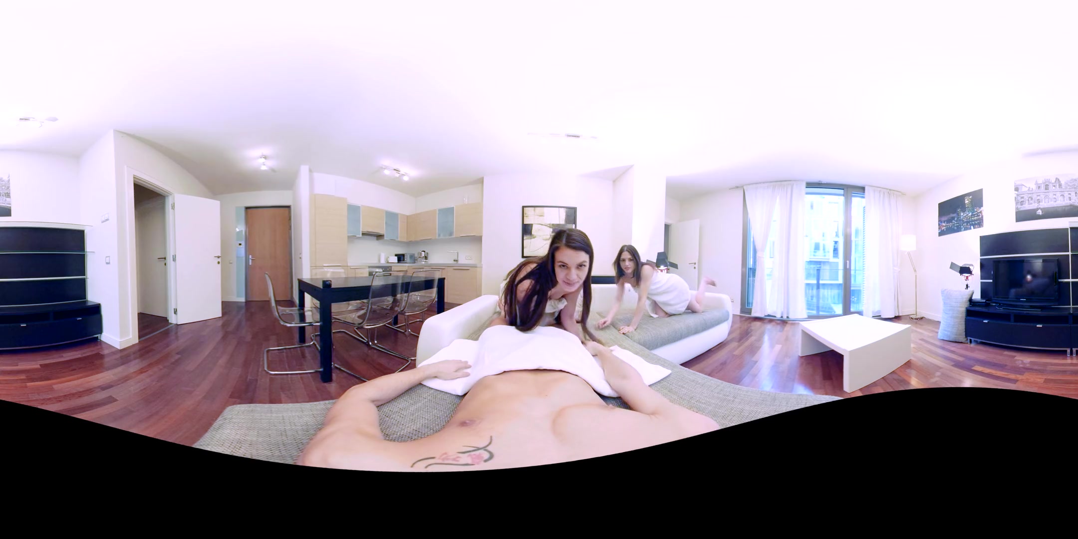 Tiffany Doll and Rachel Adjani - Threesome Anal Sex; Amateur MFF POV