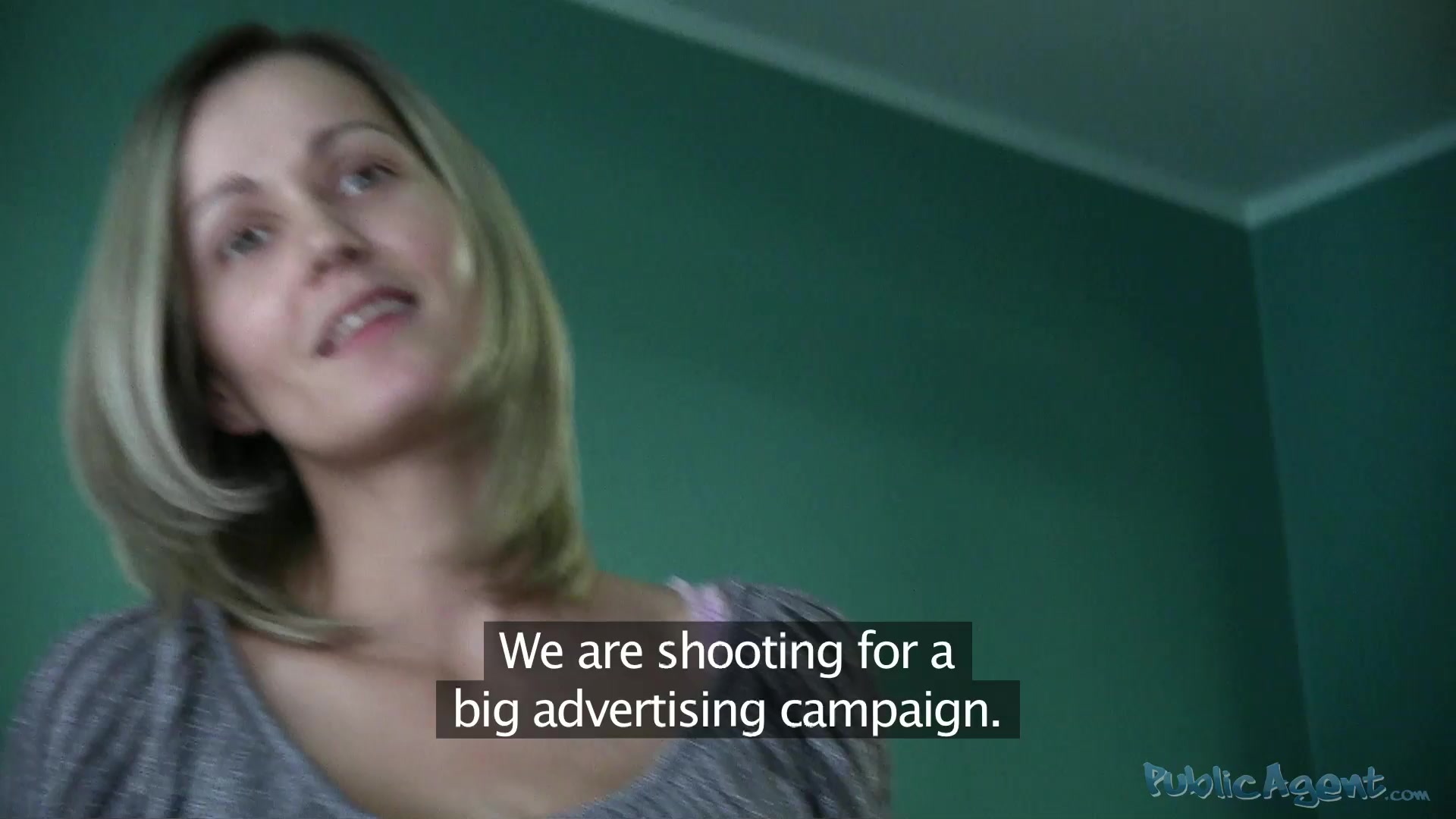 Advertising agent convincing amateur girl to cast in his movie
