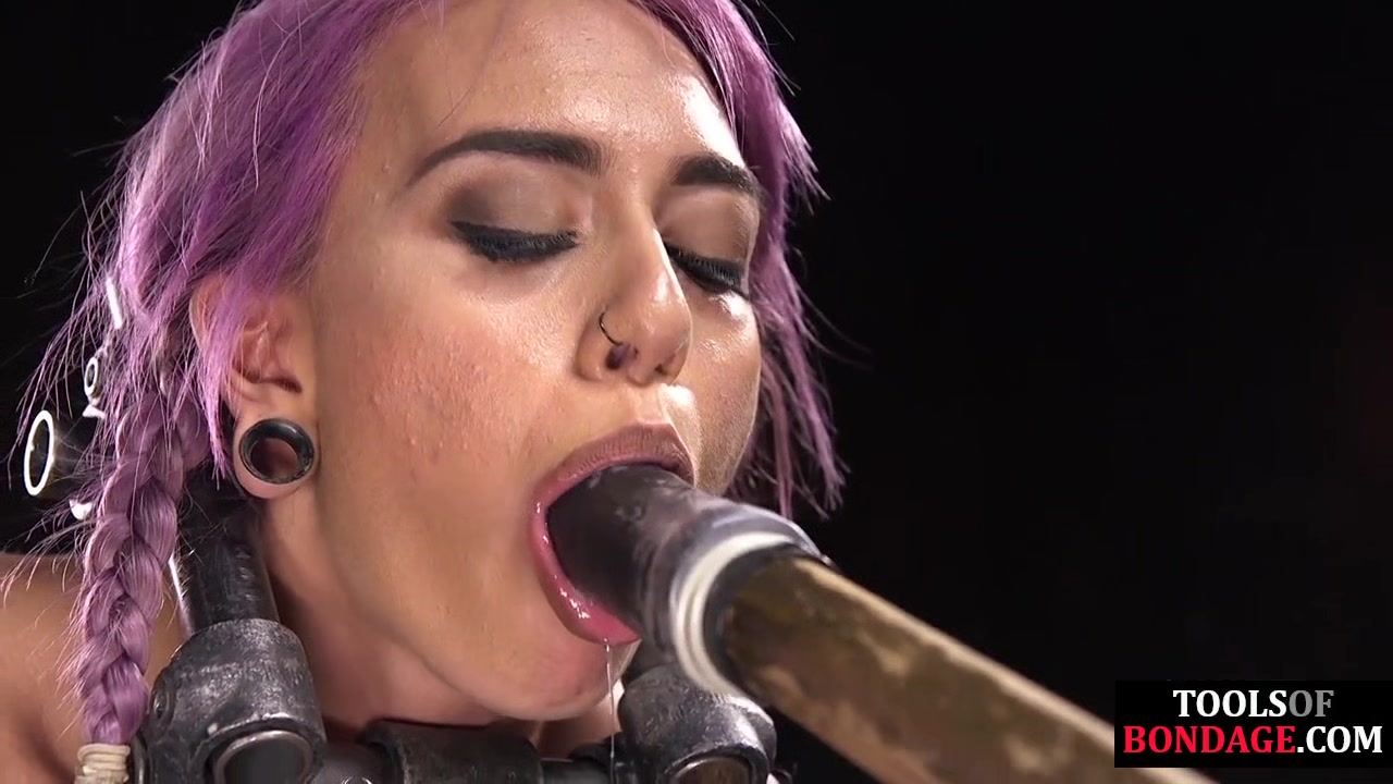 Coloredhair BDSM babe pussytoyed with big dildo by master