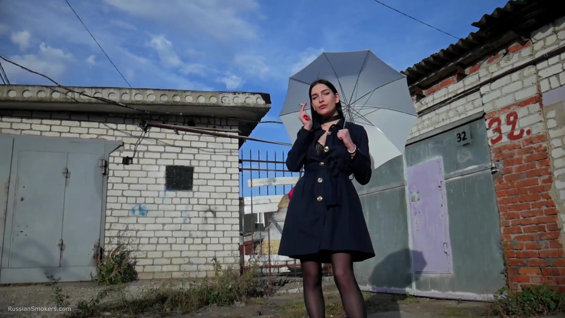 Attractive Lera Taking A Smoke Break Outside