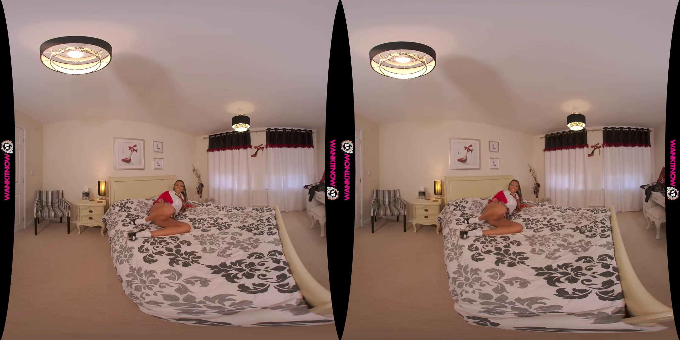 College Fantasy - Sexy Teen Goddess in Schoolgirl Uniform Stripping on the Bed