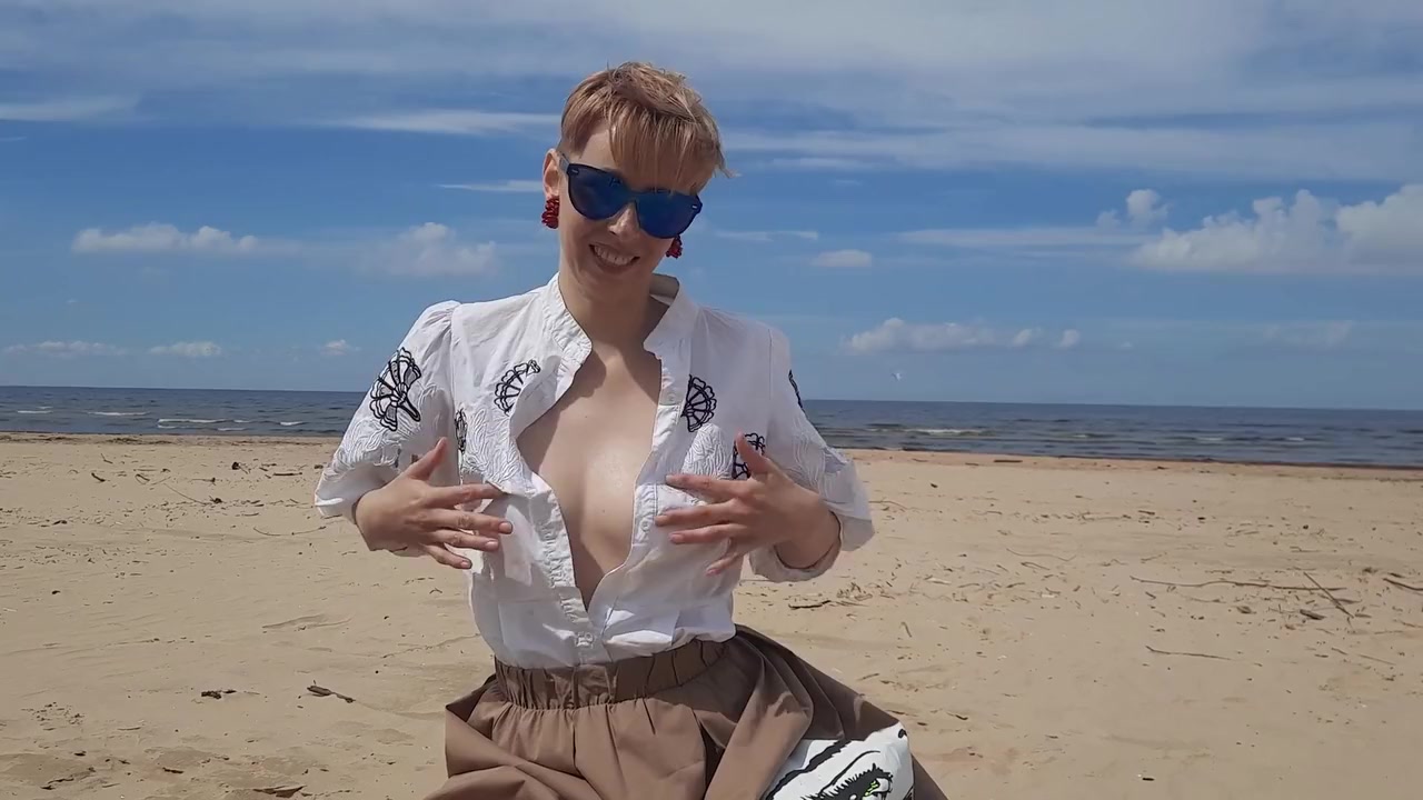 Tits Massage On The Public Beach