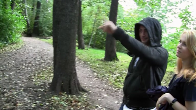 Blonde sexy girl naked in park