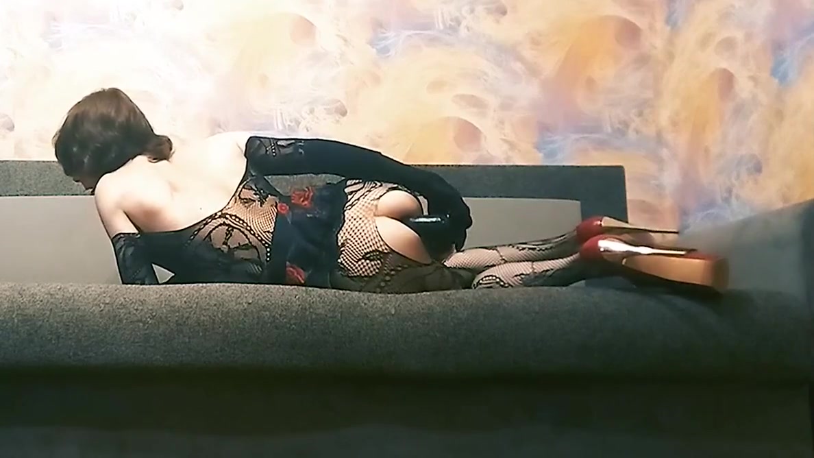 Slim Sissy Slut Fucks Big Black Dildo