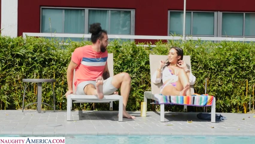Busty Latina Lilly Hall takes neighbor's big black cock in her ass after day at the pool
