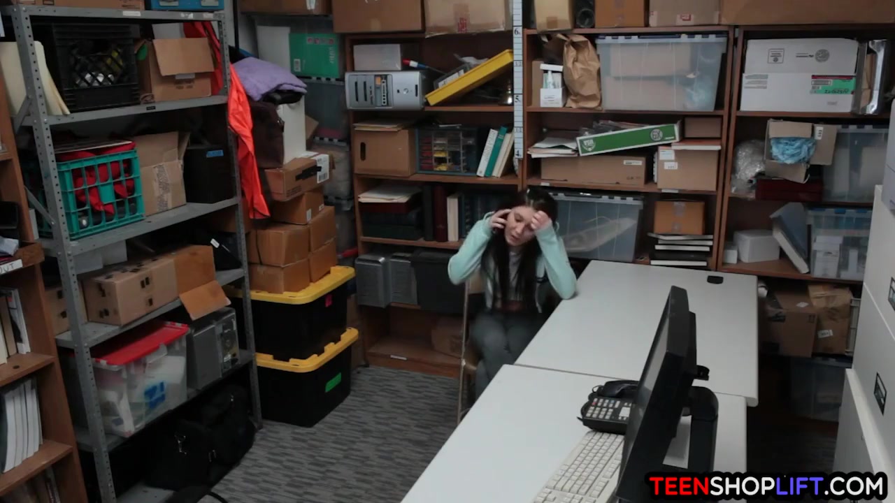 Bitchy teen 18+ Shoplifter Caught And Fucked By A Security