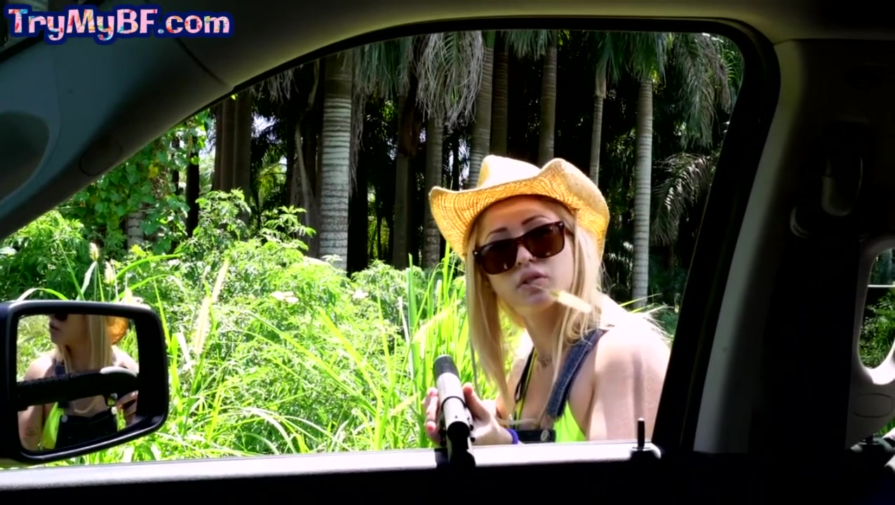 Slutty GF shares BF cock with BFF in POV car threeway