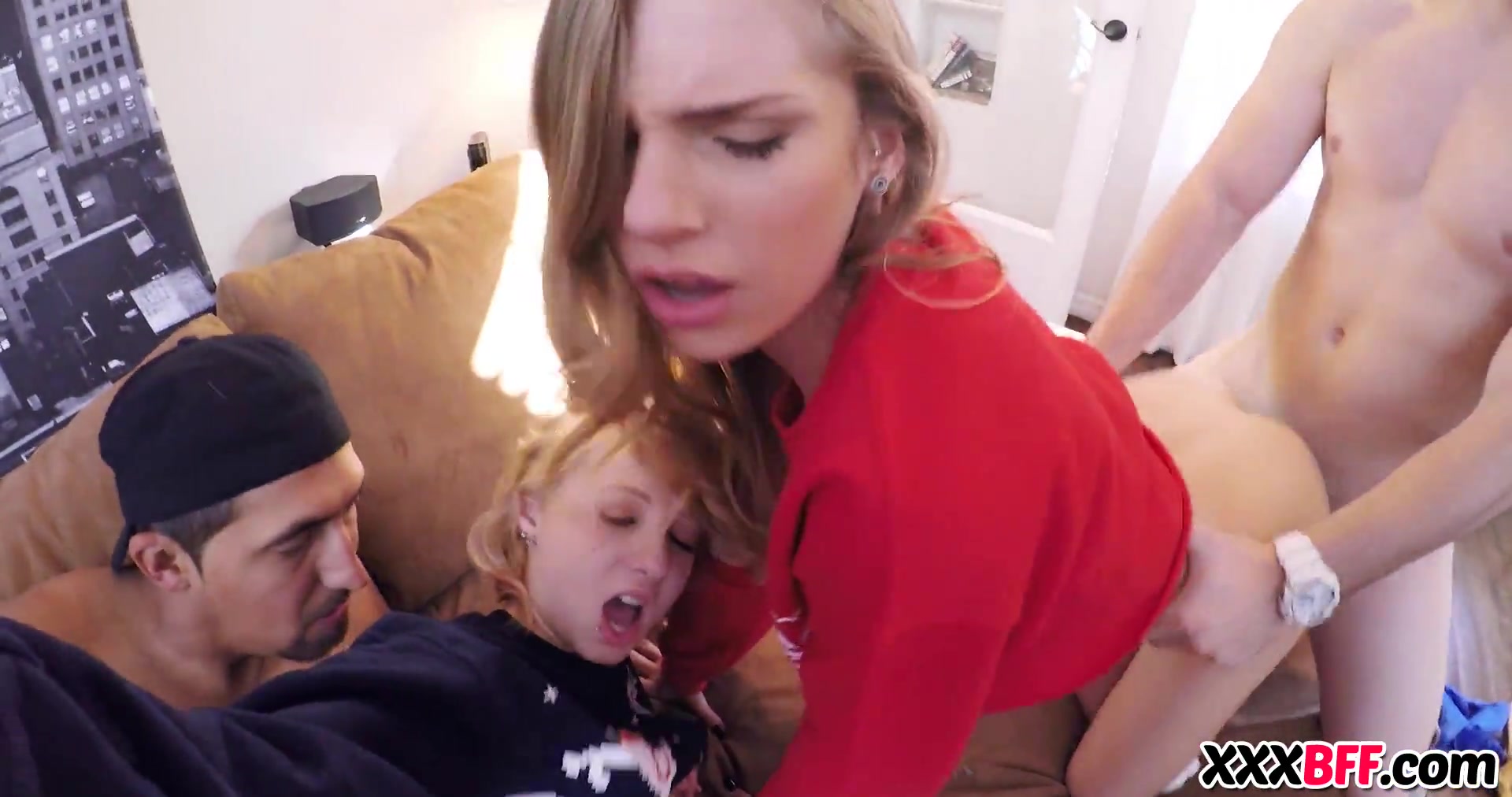 Cute best friends get fucked at xmas