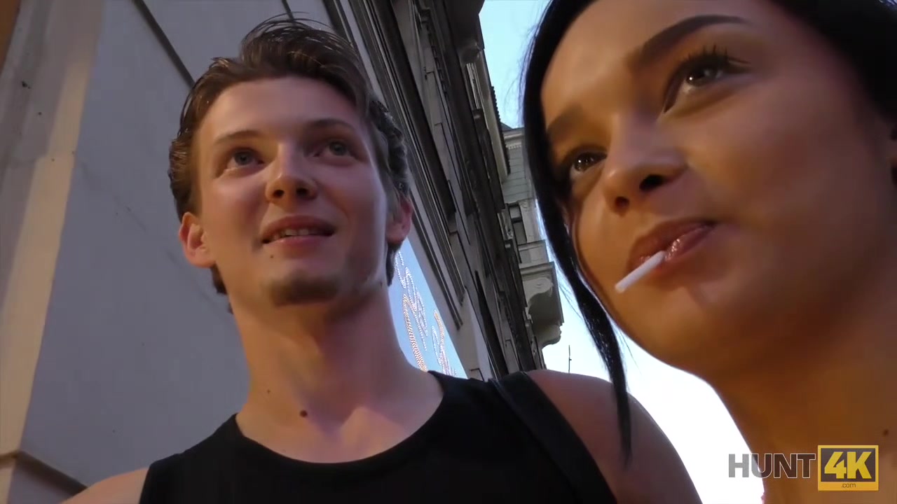 HUNT4K. Brunette Erica Black rides guy's rod in front of her cuckold
