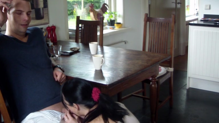 Dilettante paramours have sex on the table