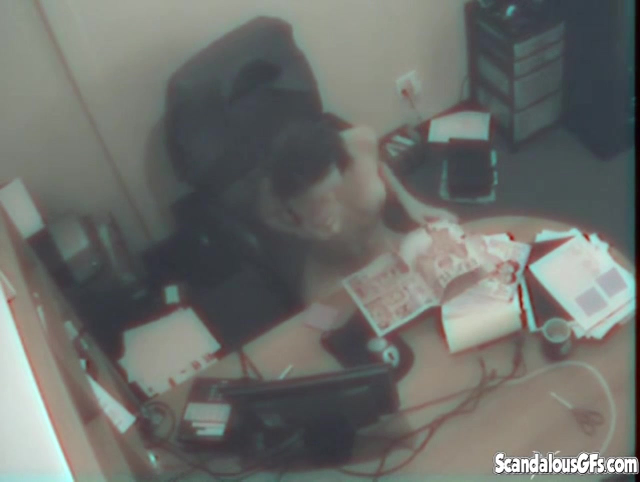 Busty office solo slut masturbates