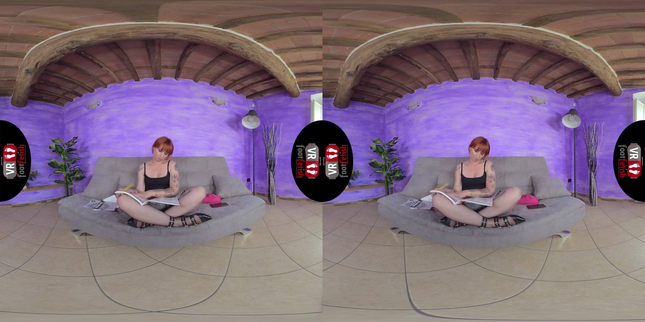 Gorgeously Seductive Ammalia Sucks Her Own Little Toes - Redhead in Stockings Foot Fetish VR