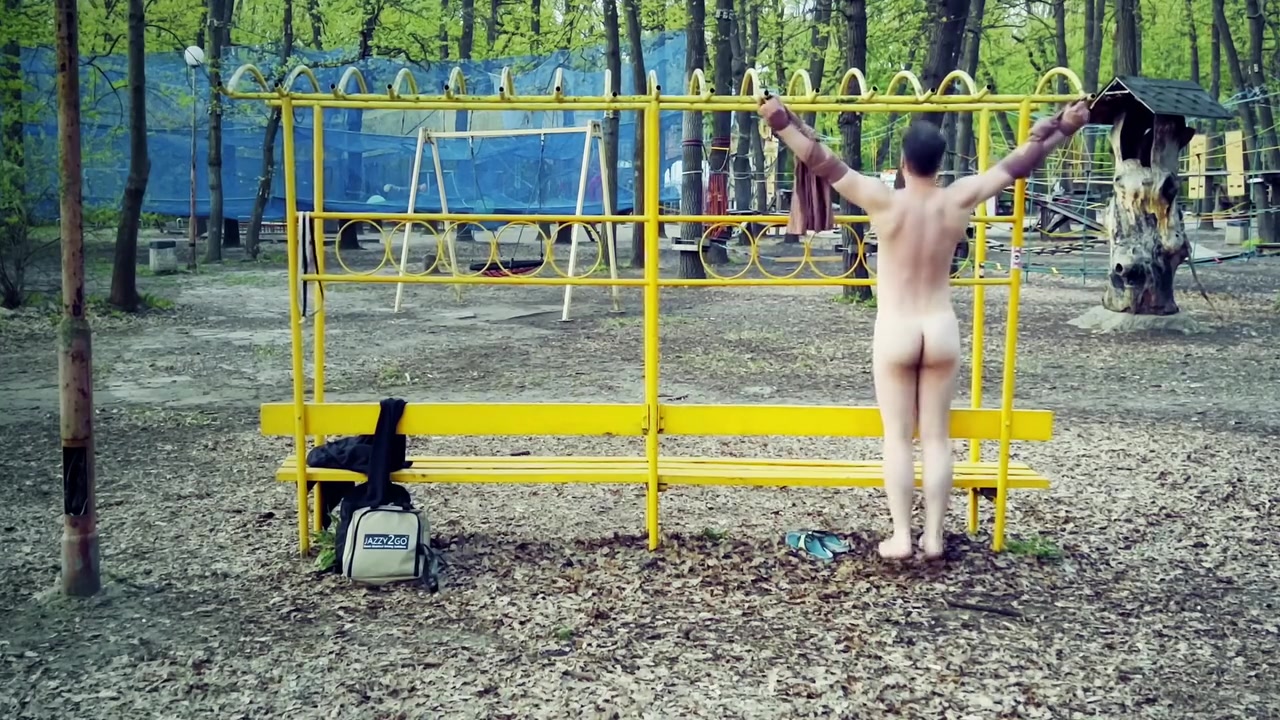Self Crucified Suspended Naked In Public Park