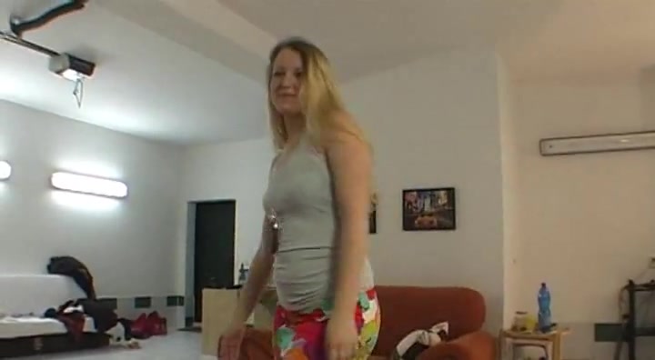 Crazy blonde doing wild lapdance show