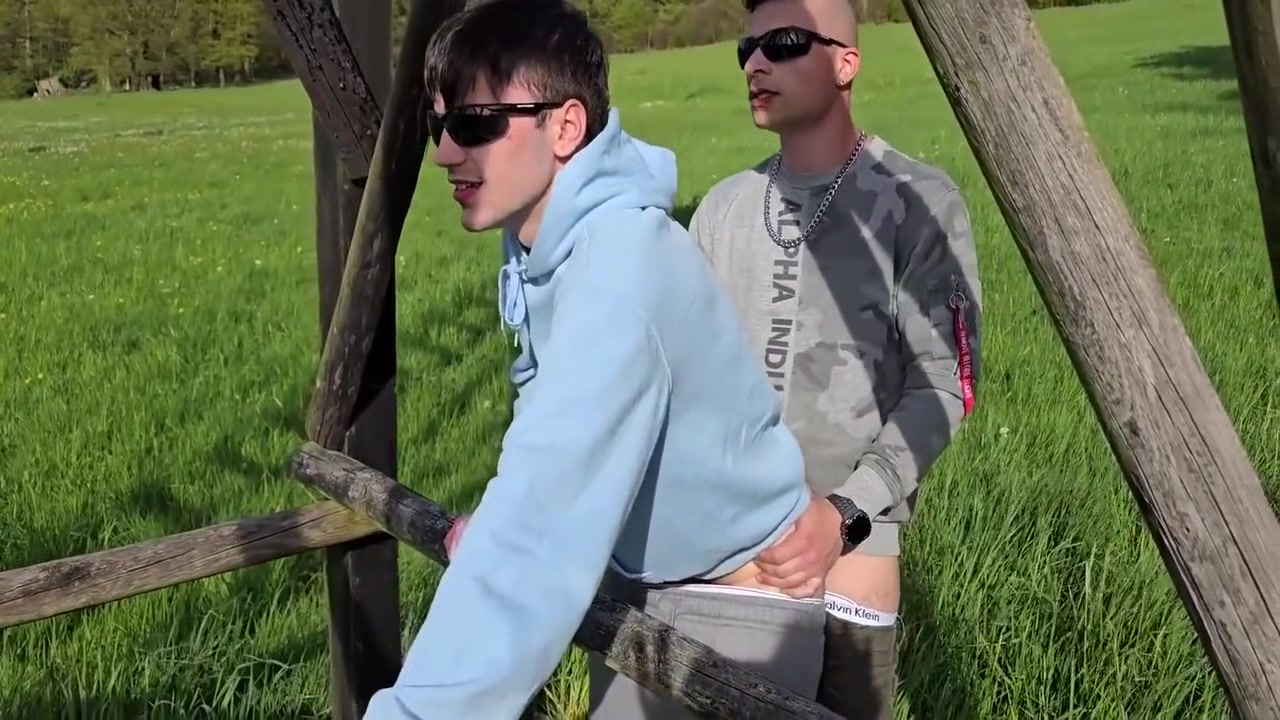 German boys cuming outdoor