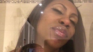 ASMR - Glass Kissing - Ass Worship - Wet Mouth Sounds - EbonyLovers