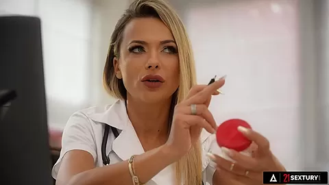 21 SEXTURY - Gorgeous Nurse Shalina Devine Helps Men From Sperm Donor Office With DP Fuck