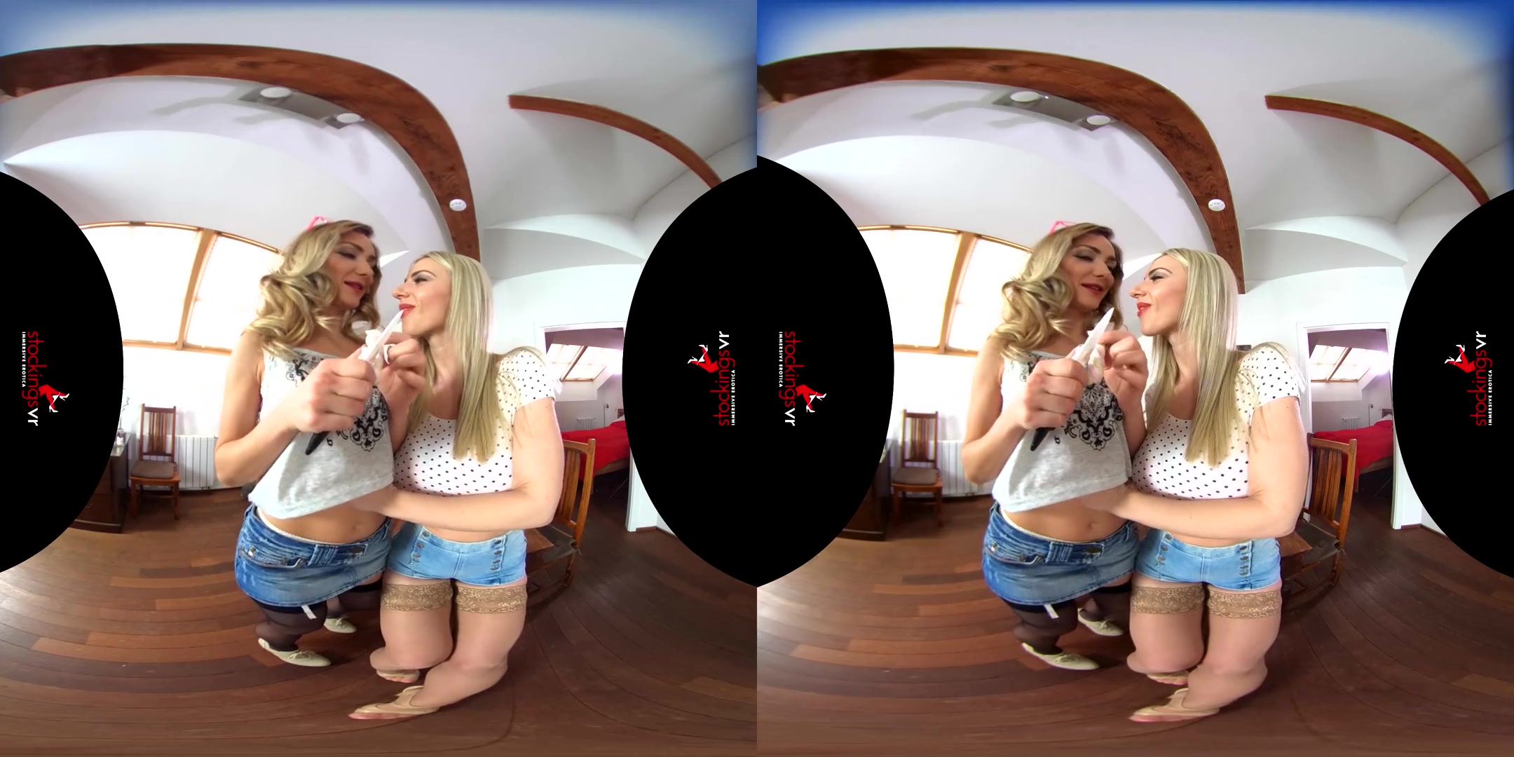 Natalie Cherie & Victoria Puppy in Creamy starring Victoria Puppy and Nathaly Cherie - StockingsVR