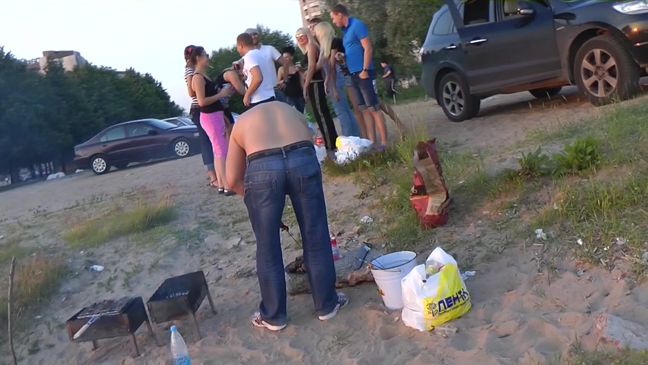 Nasty slut giving bj and fucking in public