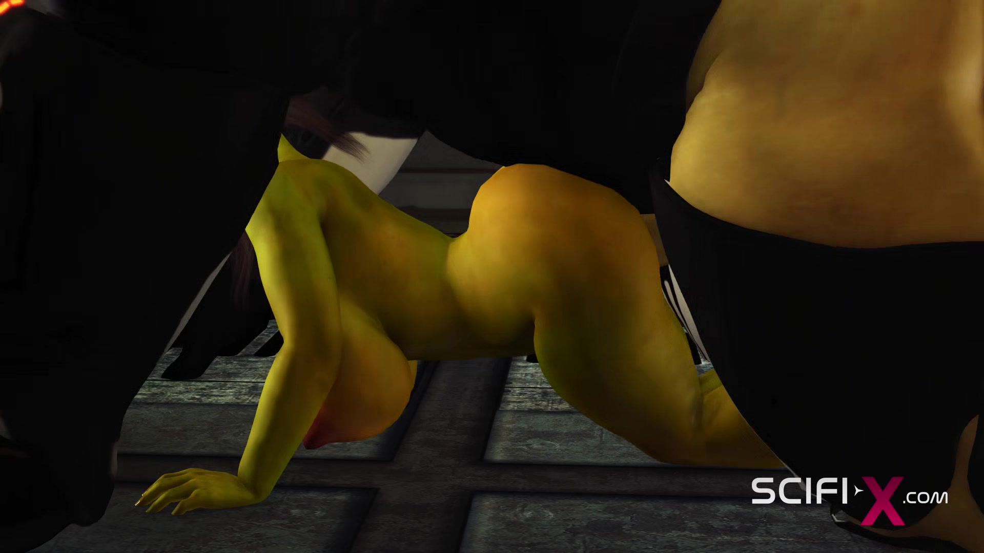 Crazy anal alien sex with a huge cock in the spacecraft