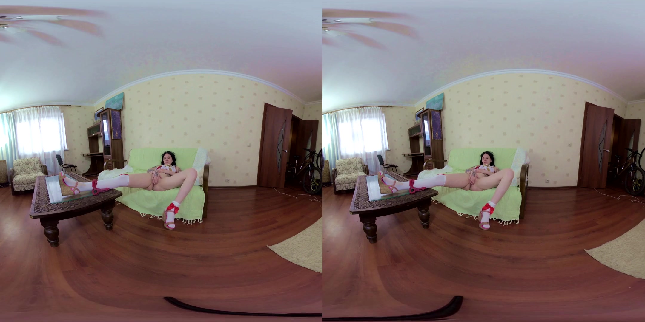 Hot Tattoed teen 18+ Clarise Plays With Toy Home Alone - Amateur Solo Masturbation VR