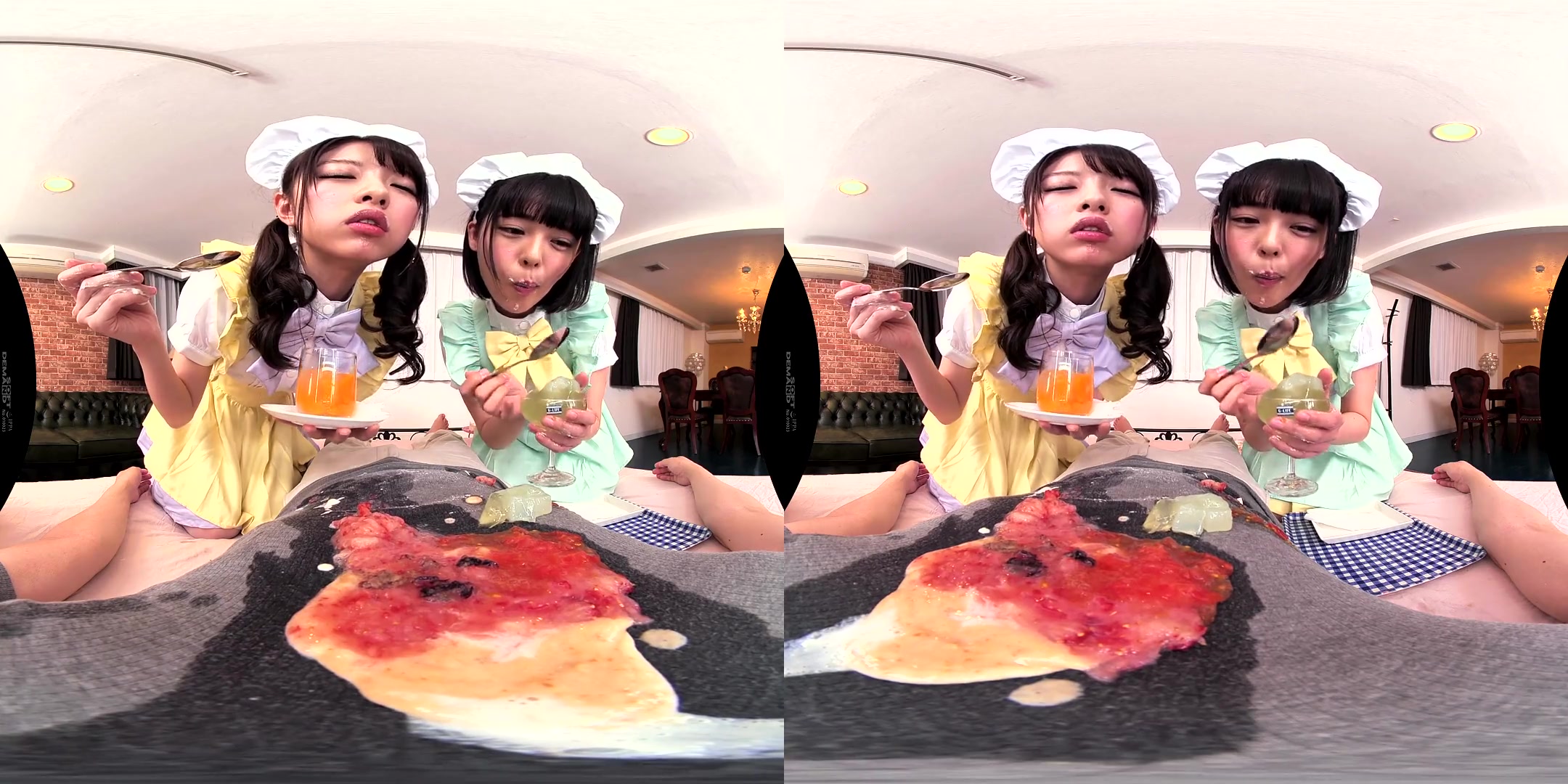 (Food Chewing Fetish) Devilish Little Maids Serve their Masochistic Master!; Messy Food Fetish Maids Get Dirty