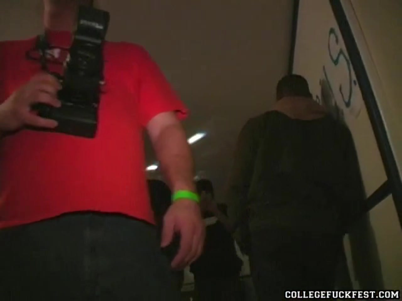 Brunette fucked and jizzed by four guys at debauched fuckfest