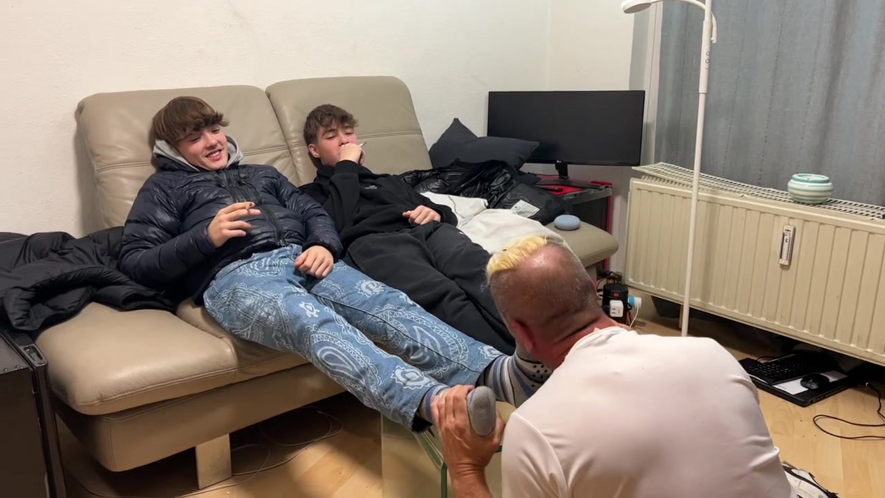 Sniffing feet and socks masters