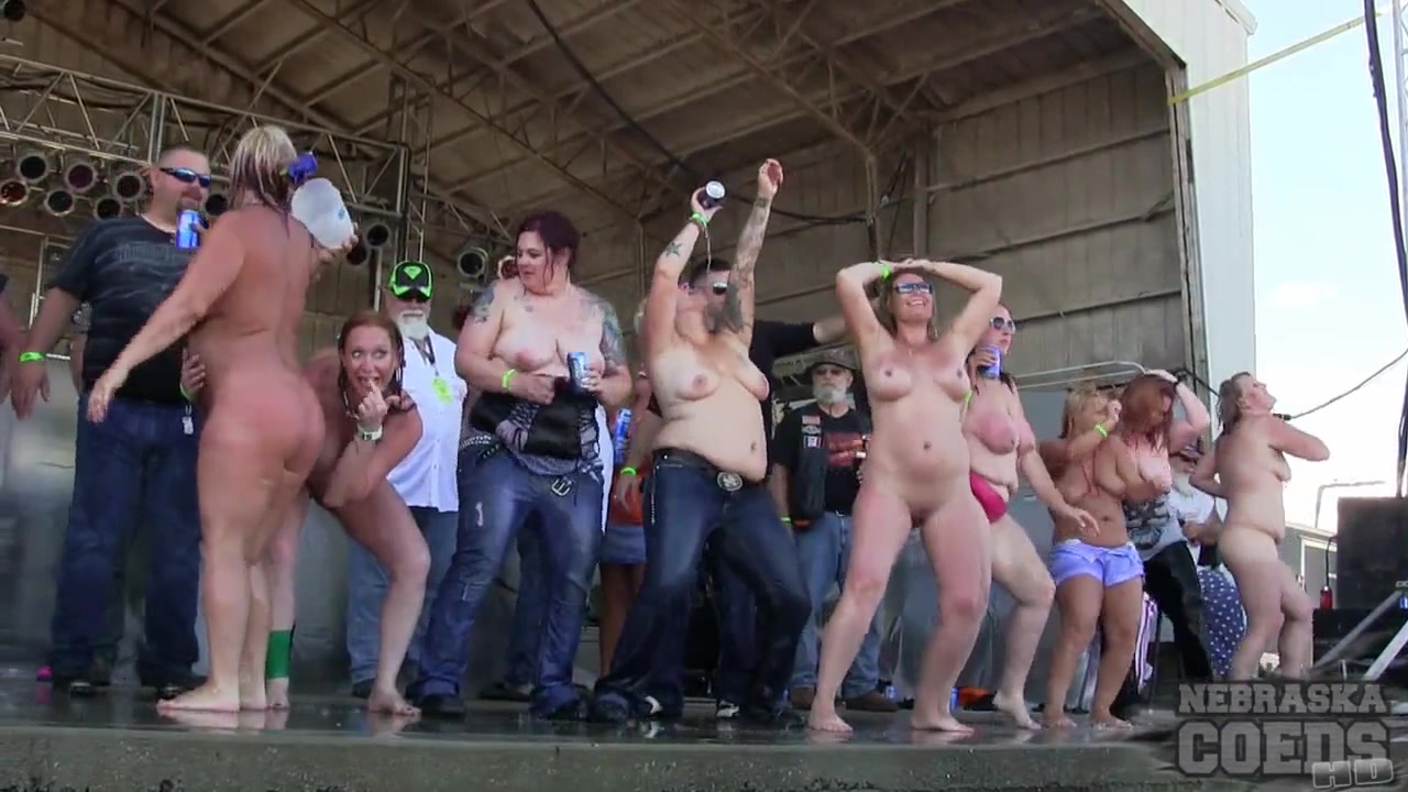 Big Fake twins Saturday Contest at Abate 2014 Algona Iowa Biker Rally - NebraskaCoeds