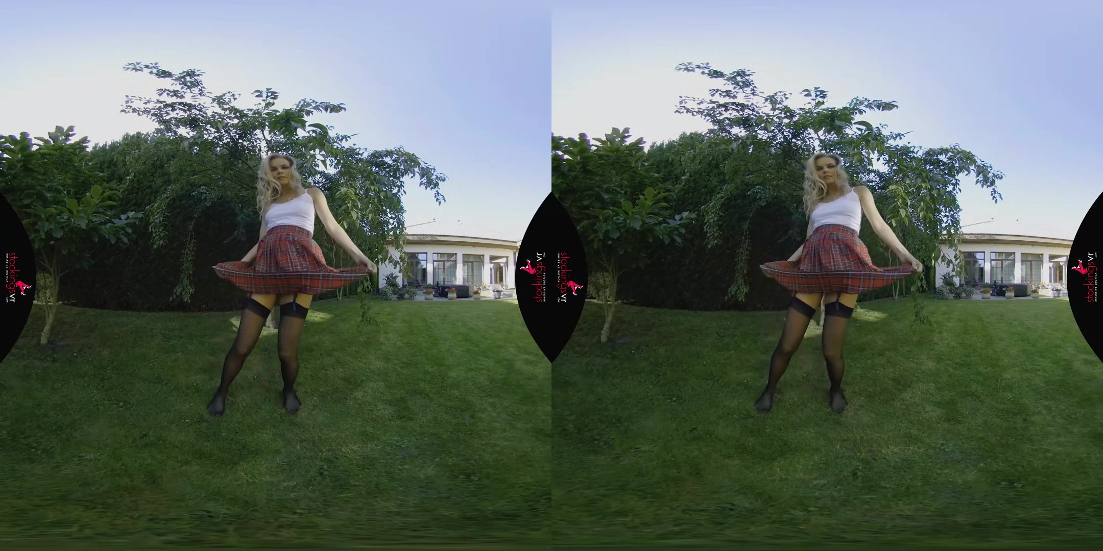 Girl in tartan kilt starring Kate Jones