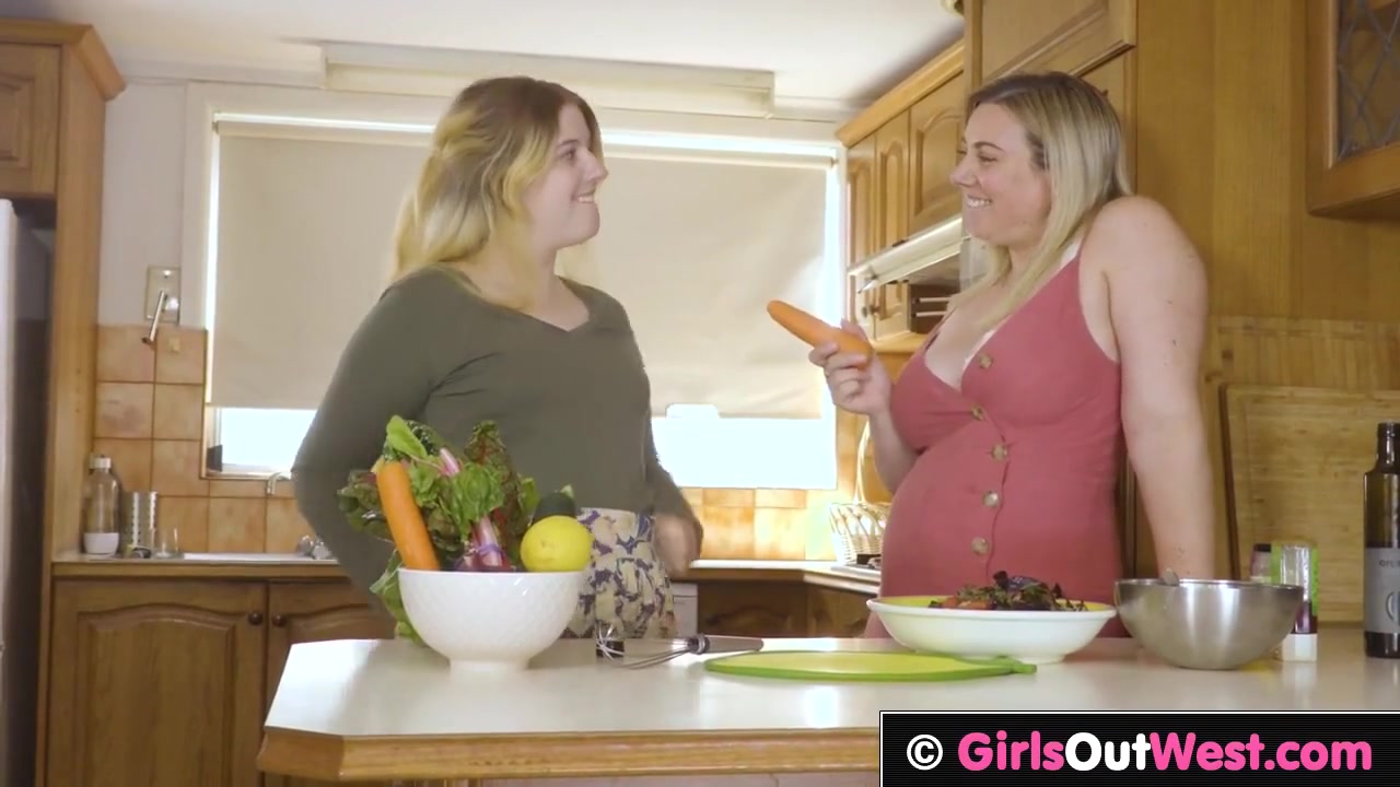 Plump Blondes Fuck Each Other With Carrot