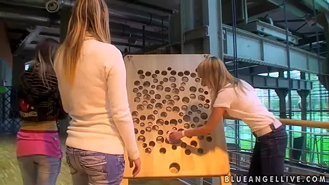 Blue Angel is fooling around with her friends