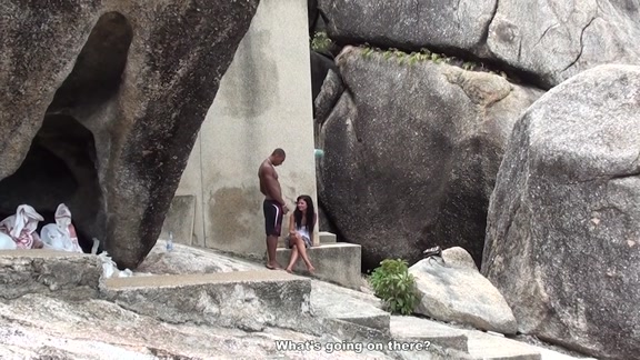 Hot fuck near the stone wall