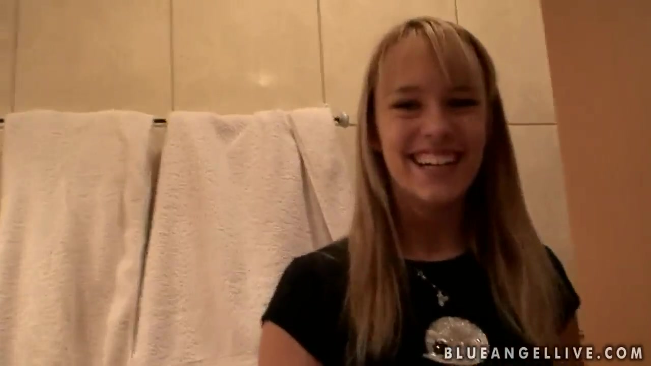 Blonde amateur girl Blue Angel relaxes at home