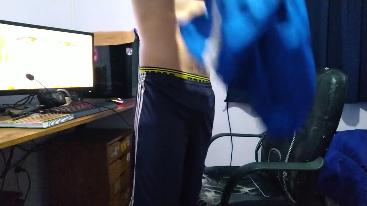 Muscular Man Touches Himself