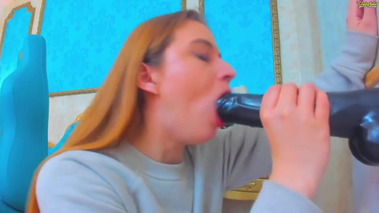Slut Takes On Her New Giant Toy Throatfuck