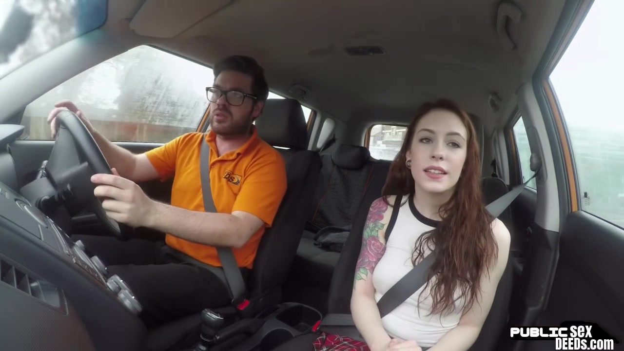 Driving student 18+ redhead babe public fucked outdoor