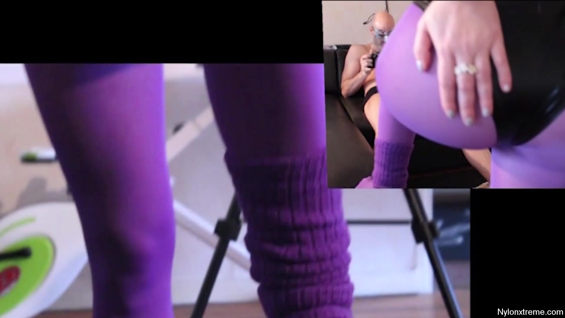 59 Purple Nylon Pantyhose Head And Legs Leotard - Sex Movies Featuring Sexy Tights