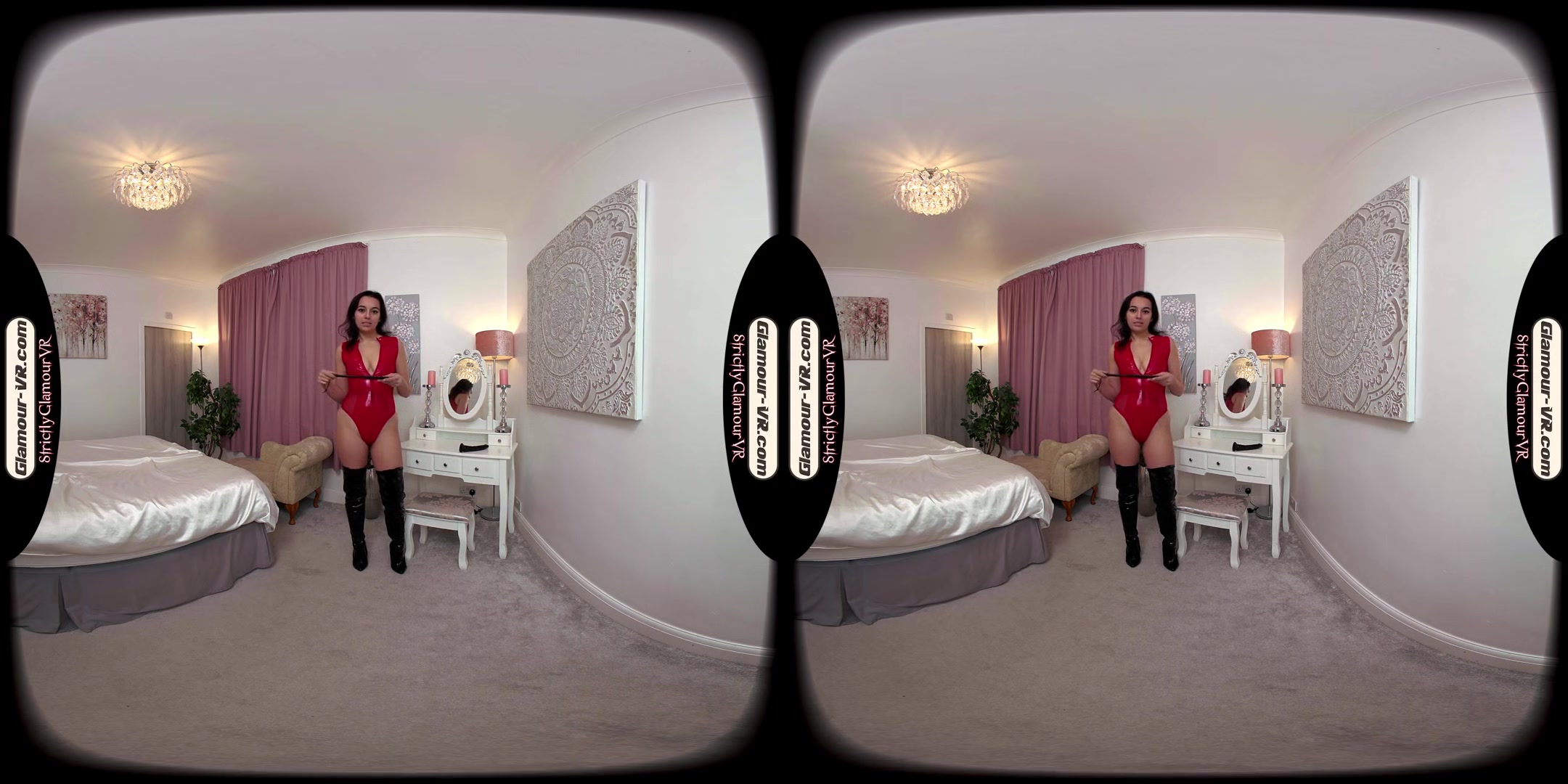 Summer Fox Red Pvc Bodysuit With Spanking Paddle & Black Dildo Taunt & Tease Test - 8k Vr