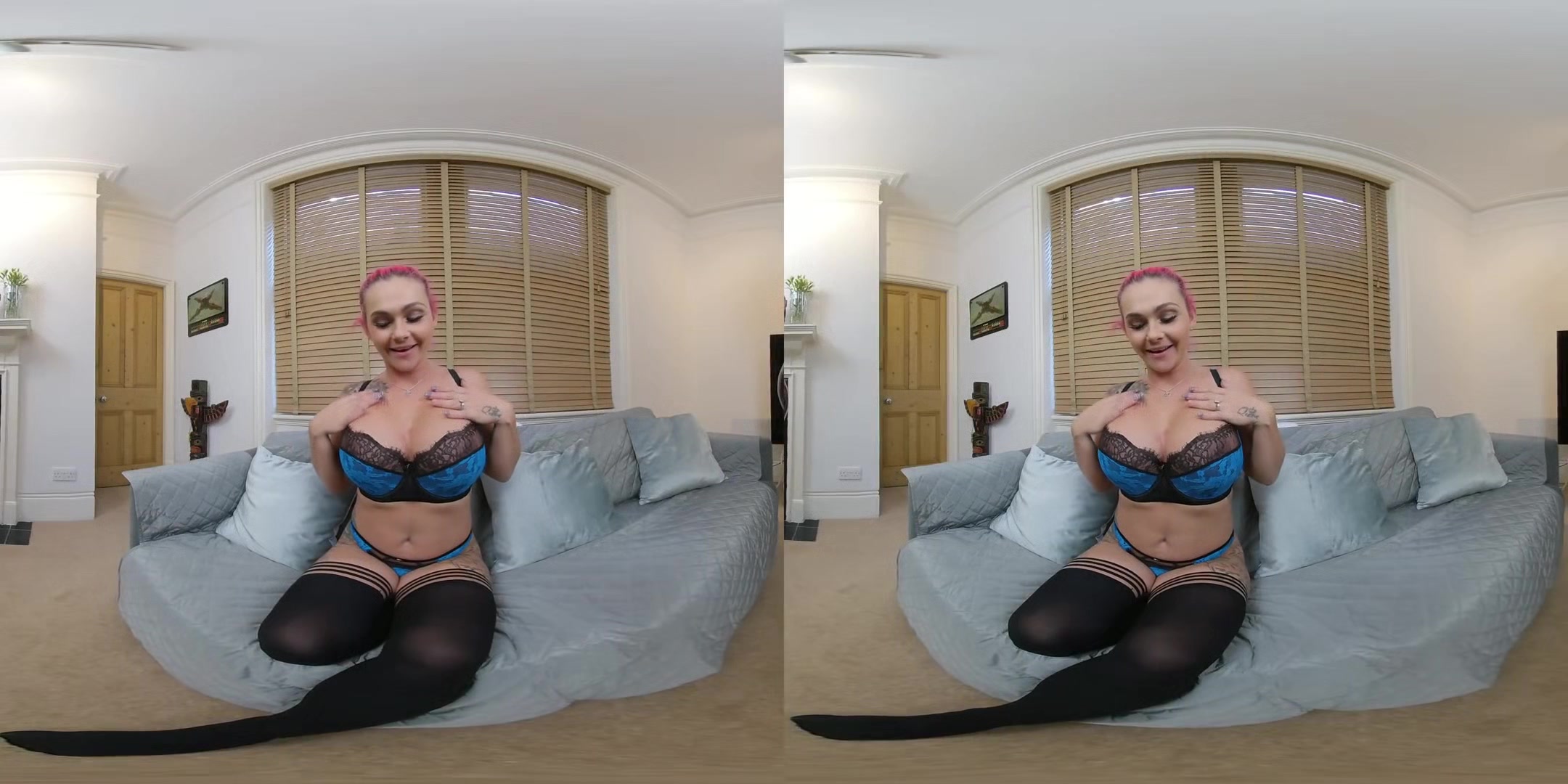 Good Boyfriend Gets Rewarded - Huge Tits Virtual Girlfriend Roxi Keogh Striptease and Solo Masturbation VR